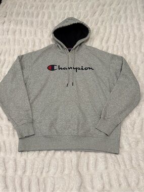 Champion Men’s Gray Logo Cotton Hoodie